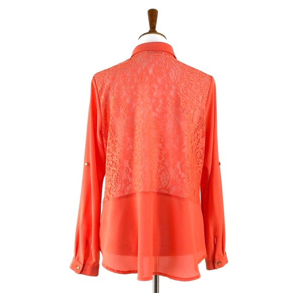 Marsel Orange Lace Back Peplum Hem Blouse - Picture 4 of 7